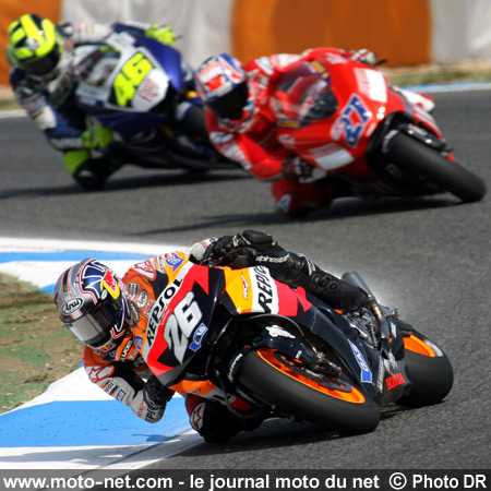 Dani Pedrosa, Casey Stoner et Valentino Rossi - Grand Prix Moto du Portugal 2007 : le tour par tour sur Moto-Net.Com