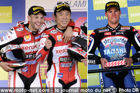 Noriyuki Haga 1er, Michel Fabrizio 2ème et Ben Spies 3ème - Mondial Superbike Afrique du Sud 2009 : Quadruplé de Ducati Xerox à Kyalami !