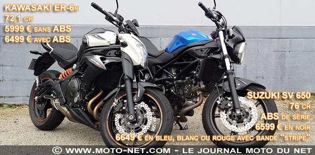 En direct du duel Kawasaki ER6-n Vs Suzuki SV650 2016