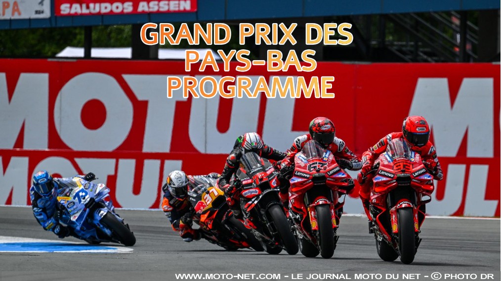 Horaires du Moto GP des Pays-Bas 2026 à Assen

Le Grand Prix des Pays-Bas, dixième manche MotoGP 2026, se tient du 26 au 28 juin sur le circuit d'Assen. Le leader du championnat, Marco Bezzecchi, voudra y prendre sa revanche après un week-end désastreux en République tchèque, tandis que Marc Marquez tentera de continuer à grappiller son retard. Programme.
