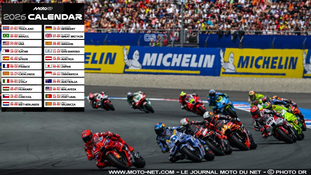 Calendrier provisoire des Grands Prix MotoGP 2026