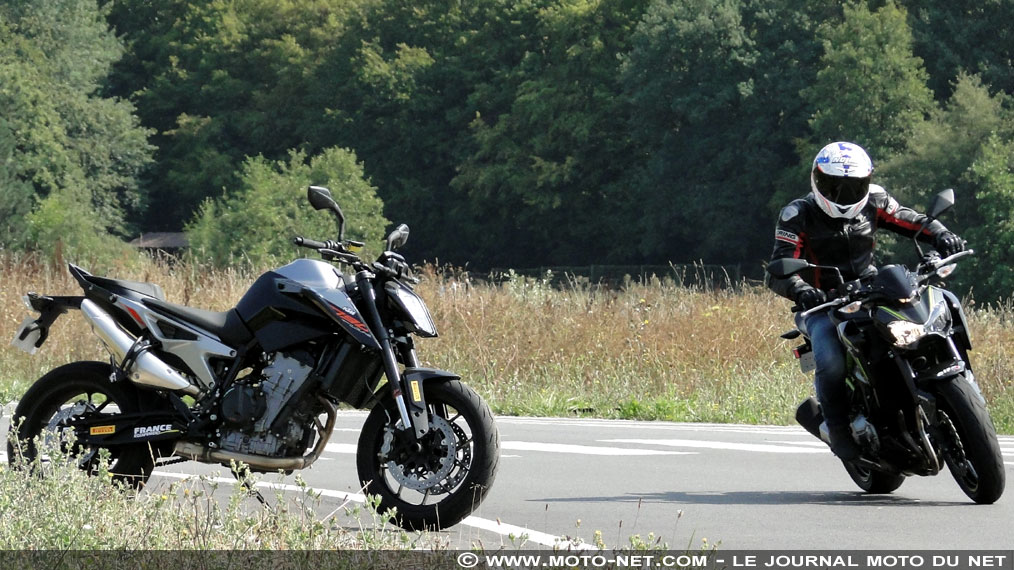 Duel 35 kW : Kawasaki Z900 Vs KTM 790 Duke, récré A2 !