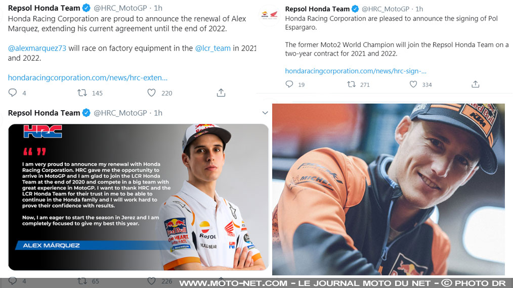 Officiel : Pol Espargaro au HRC, Alex Marquez chez Honda-LCR