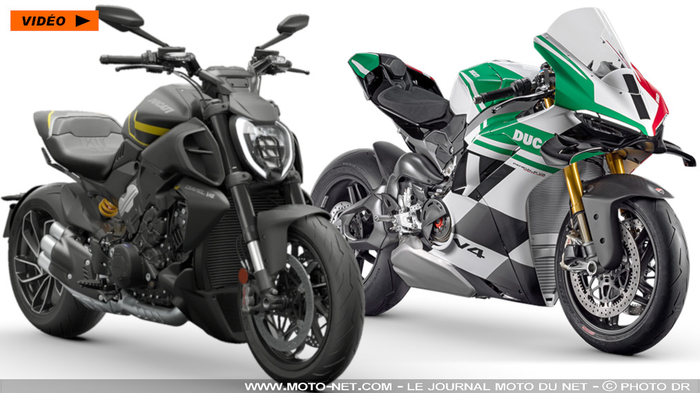 Panigale V4 Tricolore et Diavel V4 noir et jaune chez Ducati