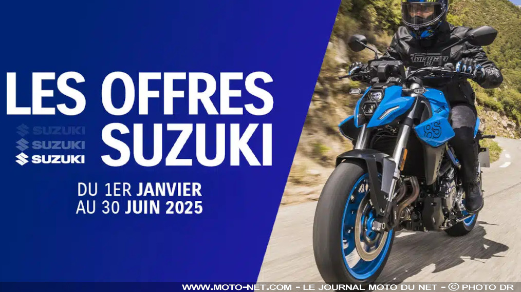 Grosses réductions sur les roadsters et trails Suzuki ce printemps 2025